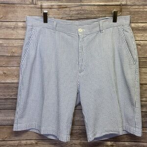 Seersucker Flat-front Shorts sz36